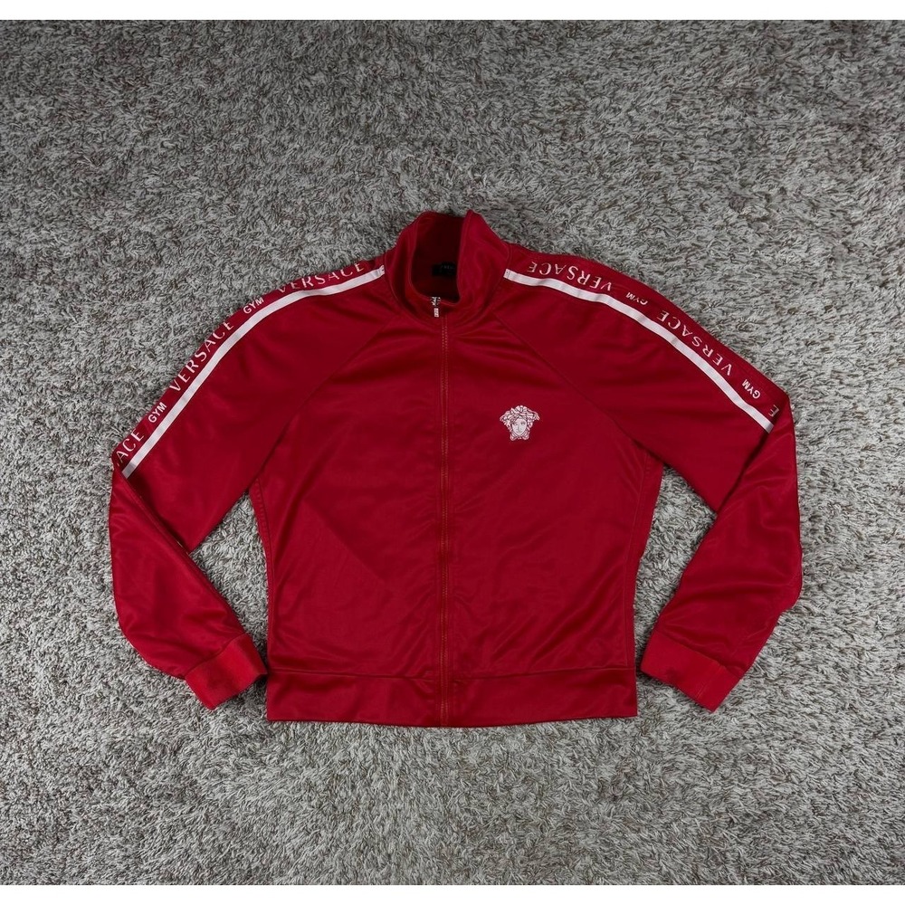 Versace Gym Men's Medusa Logo Tape Track Jacket Red Size 4 M